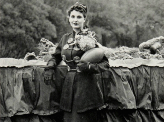 1936 Homecoming queen wearing a mum